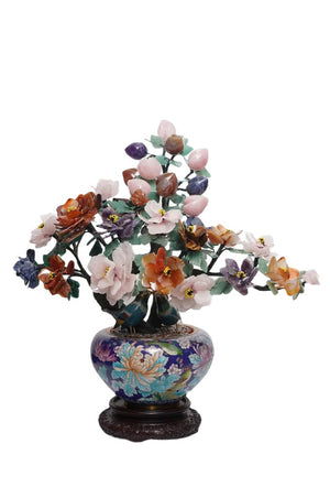 Closionne Pot with Stone Flowers(Without Wooden Stand)