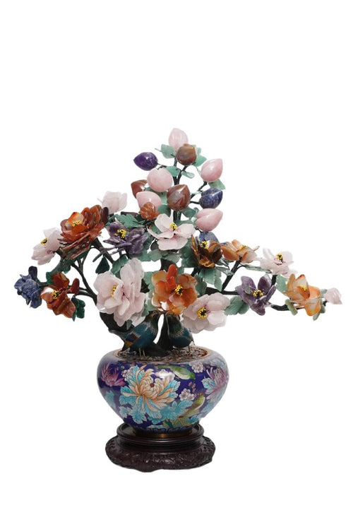 Closionne Pot with Stone Flowers(Without Wooden Stand)