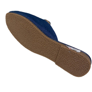 Golden Step Ladies Embroidery Slippers (Prussian Blue)