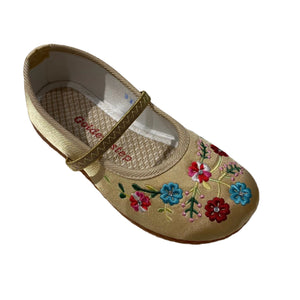 Golden Step Girl's Embroidered Shoes (Gold)