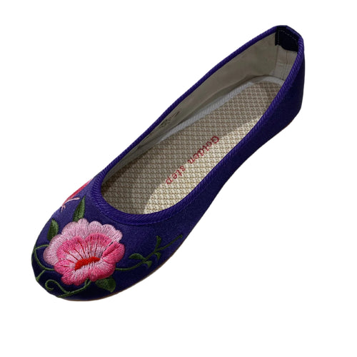Golden Step Ladies Embroidered Shoes (Purple)
