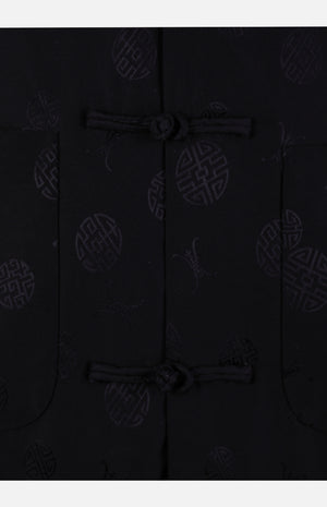 Silk Padded Jacket (Round Pattern)-Black