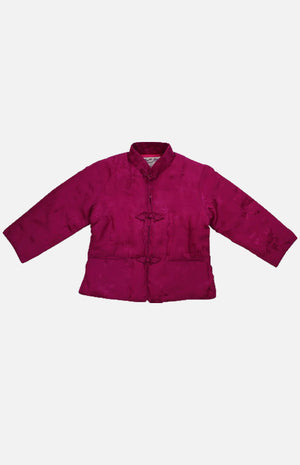 Double Horse Girl's Silk Wadded Jacket(Rose Size 4)