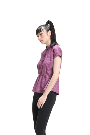 Purple Printed Drawstring Top