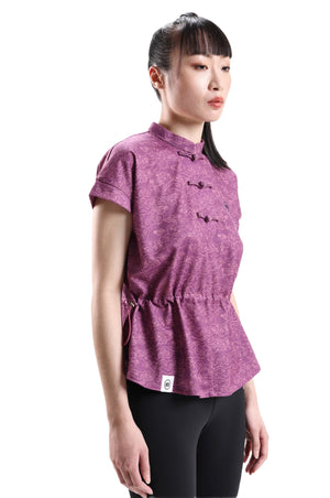 Purple Printed Drawstring Top