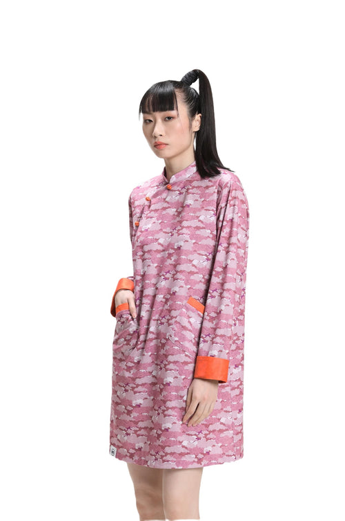 Pink Long Sleeve Loose Cheongsam