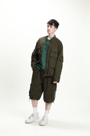 Military green Canvas Shorts