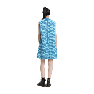 Blue Sleeveless Loose Cheongsam