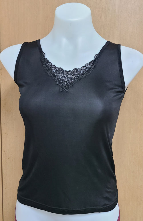 WILLY Ladies' 100% Silk V Neck Lace Vest
