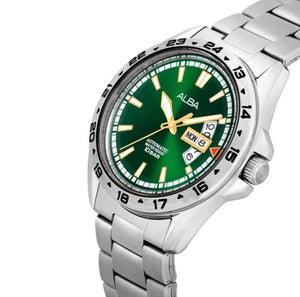 ALBA Green Dial with White Metal Strap Mechanical Watch AL4471X1