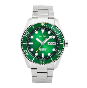 ALBA Mechanical Green Dial with White Metal Strap Watch AL4371X1