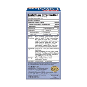 CATALO 100% Pure Coral Calcium 60 Capsules
