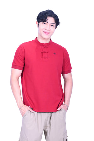 CYPHERHOOD Chinese Polo Shirt Maroon