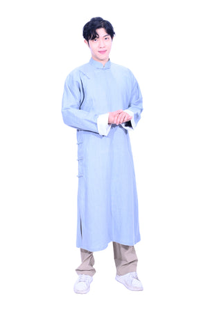 Mandarin Square Men's Linen Cheongsam-GREY