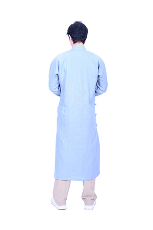 Mandarin Square Men's Linen Cheongsam-GREY
