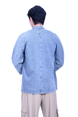 Line & Curve Unisex Denim Tang Jacket Grey