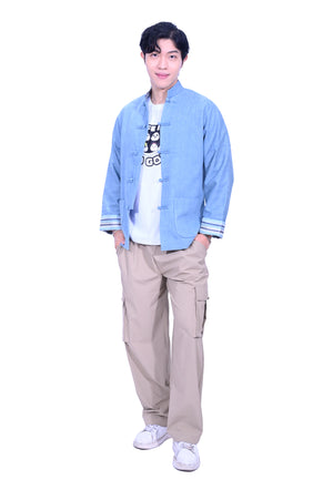 Line & Curve Men's Cotton Jersey Tang Jacket Light Blue