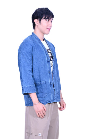 Line & Curve Unisex Denim Tang Jacket Blue