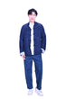 Mandarin Square Silk Reversible Jacket Grey/Navy