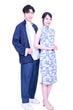 Mandarin Square Silk Reversible Jacket Grey/Navy