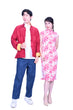 Mandarin Square Silk Revisible Jacket Burgundy/Yellow