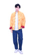 Mandarin Square Silk Revisible Jacket Burgundy/Yellow