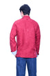 Mandarin Square Silk Reversible Jacket Grey/RED