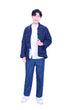 Mandarin Square Men's Silk Padded Jacket Navy