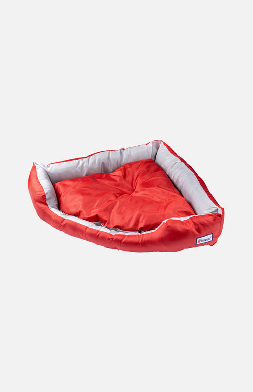 Nylon Triangle Shape Dog Bed-Red/Grey-M(62 x 52 x 15cm)