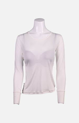 Willy Long Sleeves Round Neck Thick Fabric Silk Ladies Spencer- White