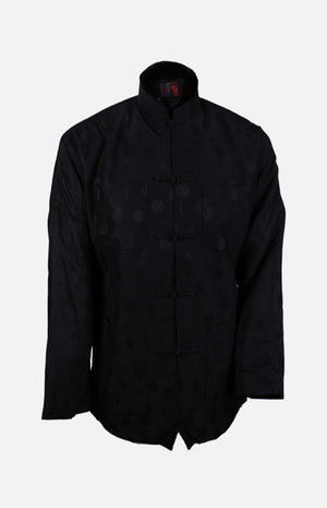 Silk Padded Jacket (Round Pattern)-Black