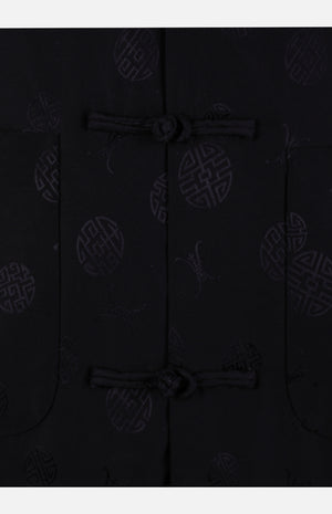 Silk Padded Jacket (Round Pattern)-Black