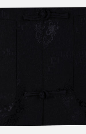 Silk Padded Jacket (Eight Treasures Pattern)-Black