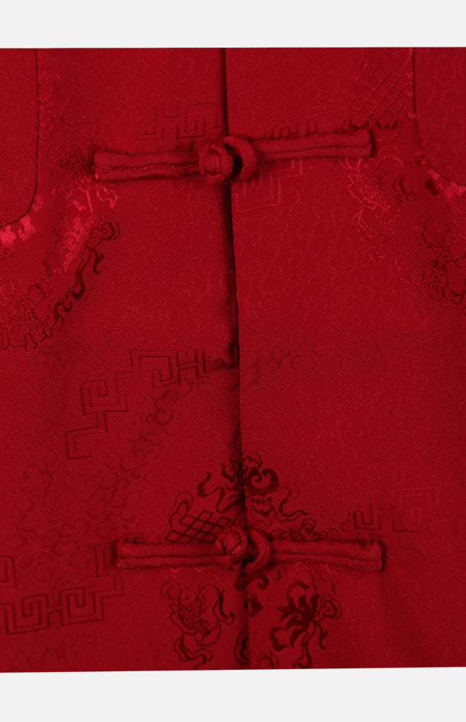 Silk Padded Jacket (Eight Treasures Pattern)-Red | Yue Hwa Online Shop
