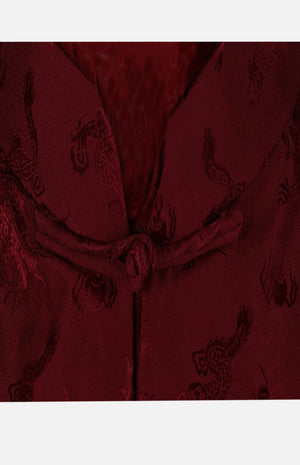 Silk Padded Jacket (Dragon Pattern)-Burgundy