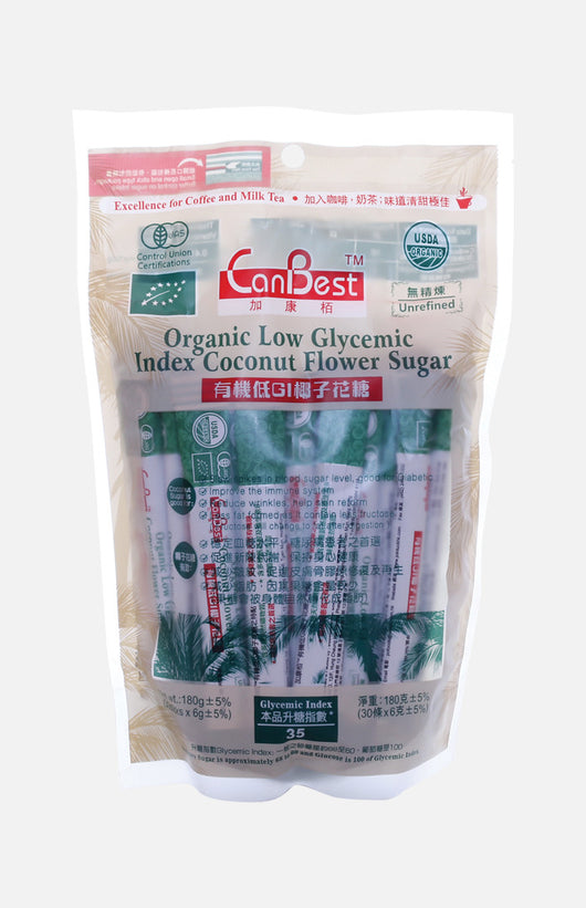 CanBest Organic Low Glycemic Index Coconut Flower Sugar ( 6G x 30 sticks)
